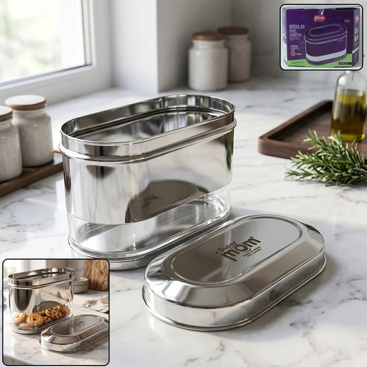 Supermom Stainless Steel Oval Canister 1500 ML - Airtight Storage