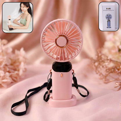 Rechargeable portable handheld fan with digital display - 1 pc