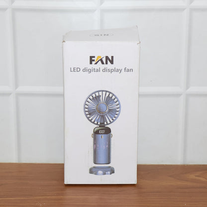 Rechargeable portable handheld fan with digital display - 1 pc