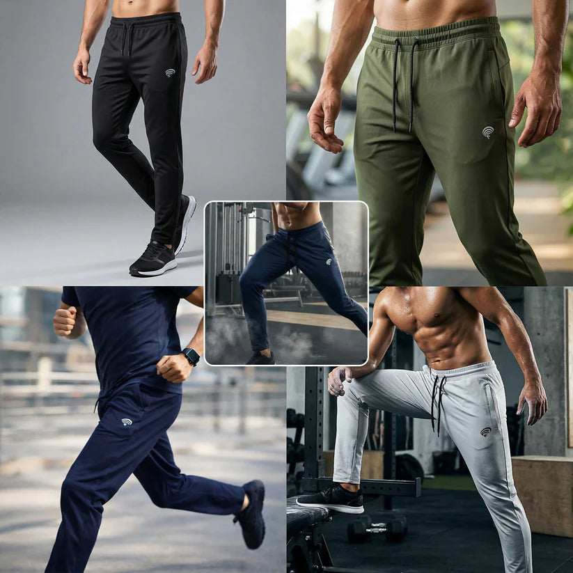 Men’s Premium Sports Track Pants with Side Chain Zip Pocket - Black