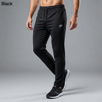 Men’s Premium Sports Track Pants with Side Chain Zip Pocket - Black