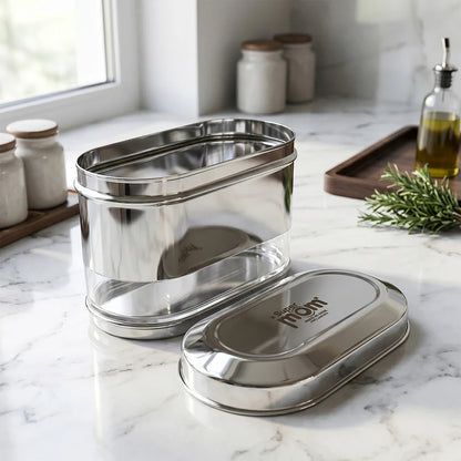 Supermom Stainless Steel Oval Canister 1500 ML - Airtight Storage